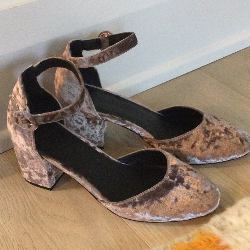 ASOS Crushed Velvet Shoes with Ankle Strap